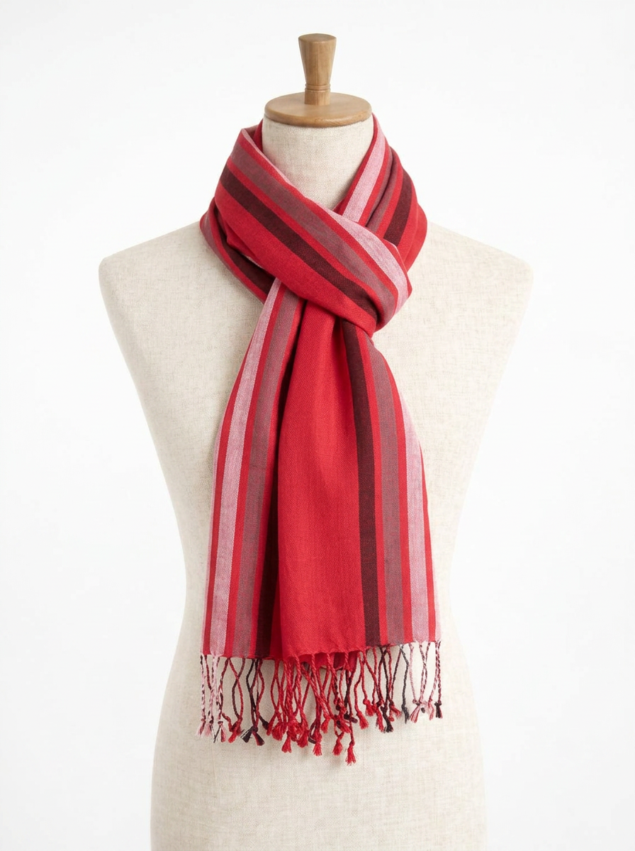 Fular Baransu rojo con rayas