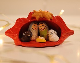 Belén pesebre artesanal hoja
