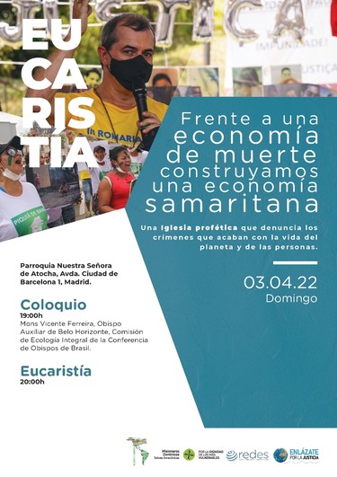 Cartel Eucaristía Iglesias y Minería en Atocha y Coloquio Economía Samaritana Ecología Integral