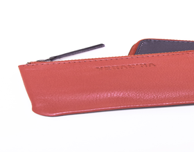 Monedero piel rojo y gris
